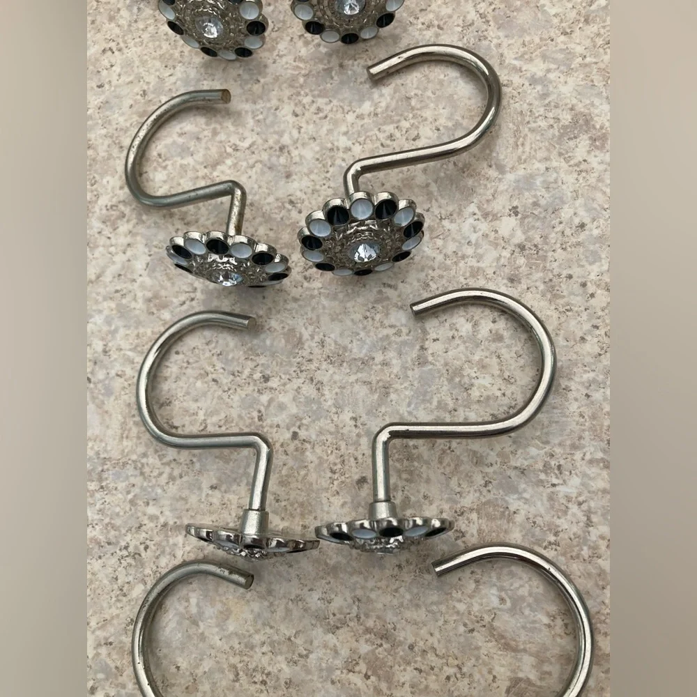 Shower Curtain Rings Silver White and black